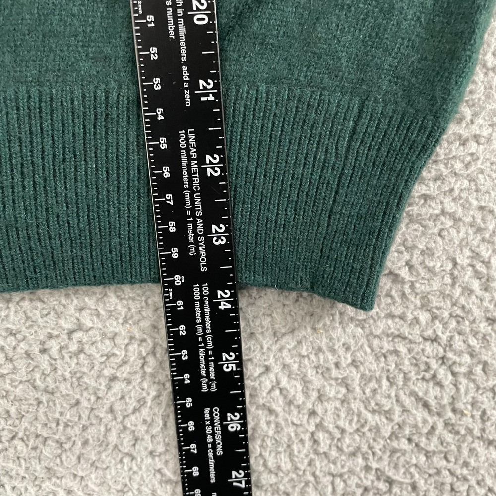 LL Bean 100% Cashmere Sweater Vest Men M Green Preppy V-Neck - Picture 6 of 8